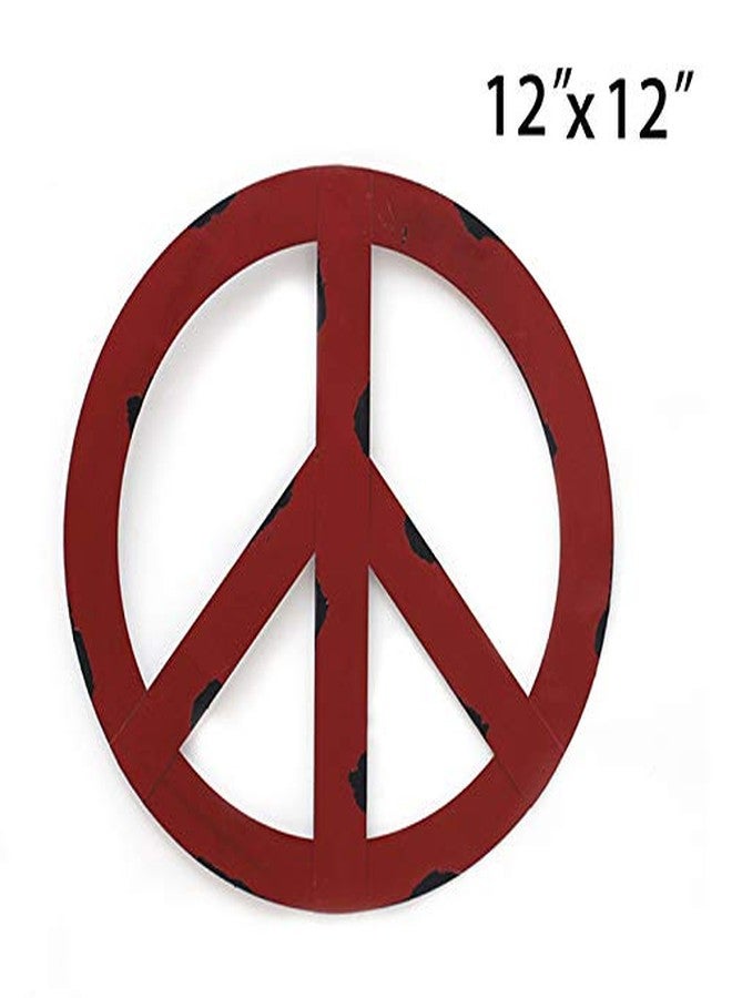 WHY Decor Metal Peace Sign Wall Decor Art - 12" Rustic Hippie Plaque, Hanging Vintage Metal Peace Sign, Rustic Red Metal Groovy Peace Sign for Home Decor, Peace Everywhere 12" (Large) - Image 2