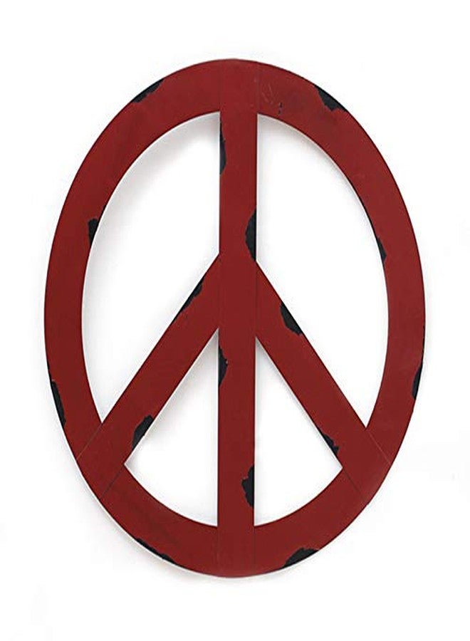 WHY Decor Metal Peace Sign Wall Decor Art - 12" Rustic Hippie Plaque, Hanging Vintage Metal Peace Sign, Rustic Red Metal Groovy Peace Sign for Home Decor, Peace Everywhere 12" (Large) - Image 1