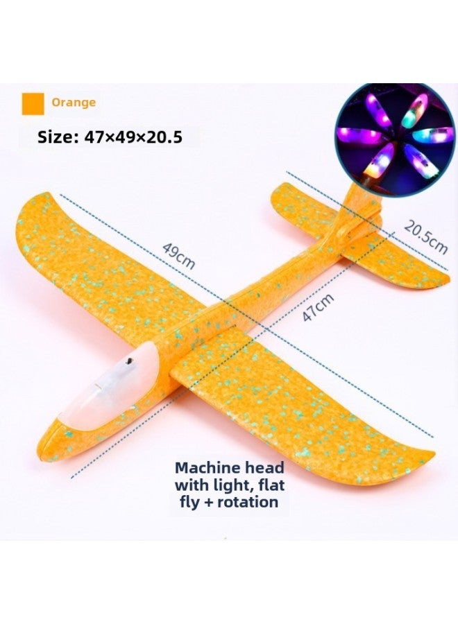 Large Hand Throwing Aircraft Toy Light-emitting Outdoor Sliding Aircraft Children's Swing Throwing Gliding Foam Aircraft Model-Color:Nose Luminous Orange  - Image 1