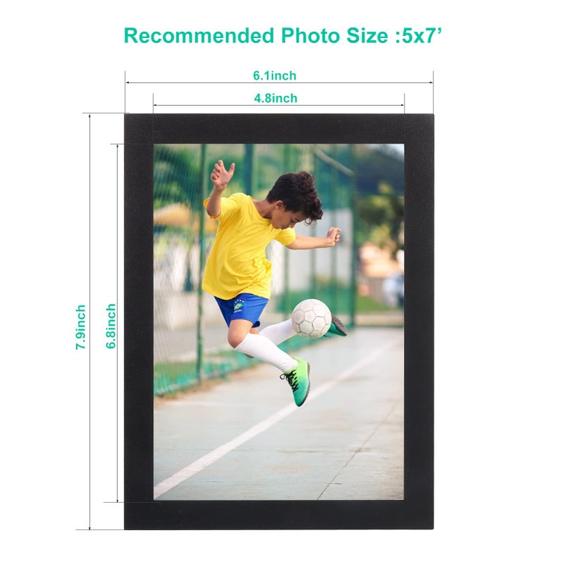 CRUGLA 5x7 Magnetic Picture Frames for Refrigerator 8 Packs  Modified Magnetic Sheet with Self Adhesive Backing  Black 5 by 7 Magnetic Photo Frame Set for Glass Window Door Cubicle - Image 2