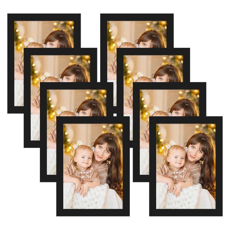 CRUGLA 5x7 Magnetic Picture Frames for Refrigerator 8 Packs  Modified Magnetic Sheet with Self Adhesive Backing  Black 5 by 7 Magnetic Photo Frame Set for Glass Window Door Cubicle - Image 1