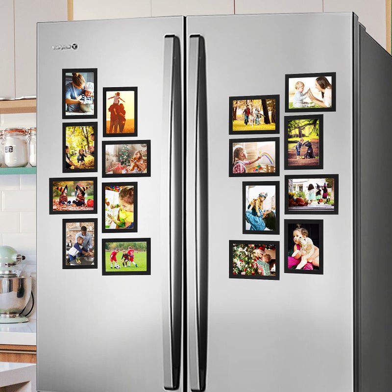 CRUGLA 5x7 Magnetic Picture Frames for Refrigerator 8 Packs  Modified Magnetic Sheet with Self Adhesive Backing  Black 5 by 7 Magnetic Photo Frame Set for Glass Window Door Cubicle - Image 5