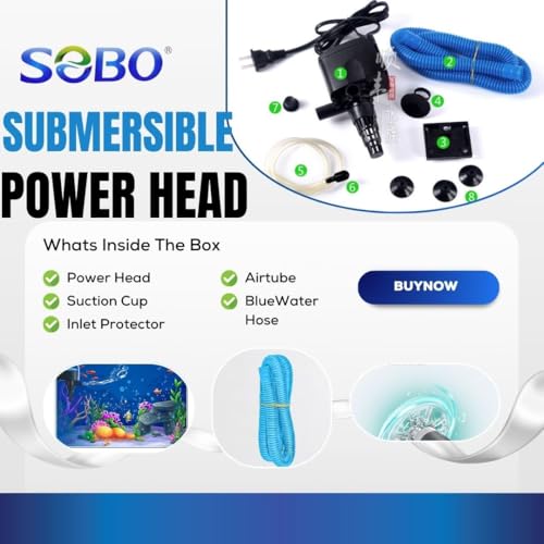 VAYINATO SOBO Aquarium Submersible Pump Power Head (WP-1880 | 20W | 1200L/H | Lifting Capacity : 1.2m) - Image 2