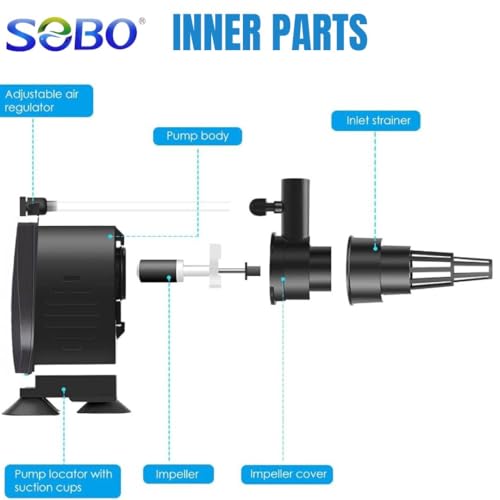 VAYINATO SOBO Aquarium Submersible Pump Power Head (WP-1880 | 20W | 1200L/H | Lifting Capacity : 1.2m) - Image 4