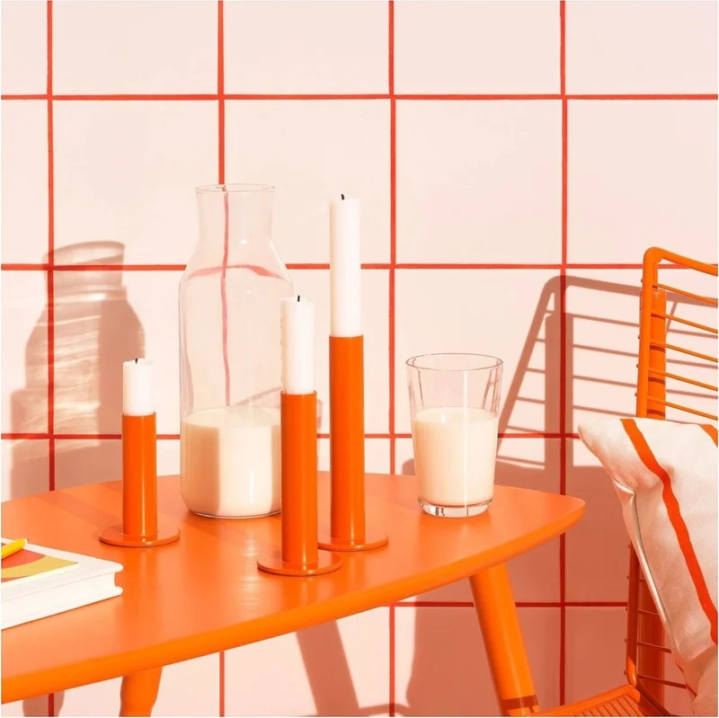 Ikea Tuvkornell 3-Piece Orange Candle Holder Home Decoration Colored Candlestick