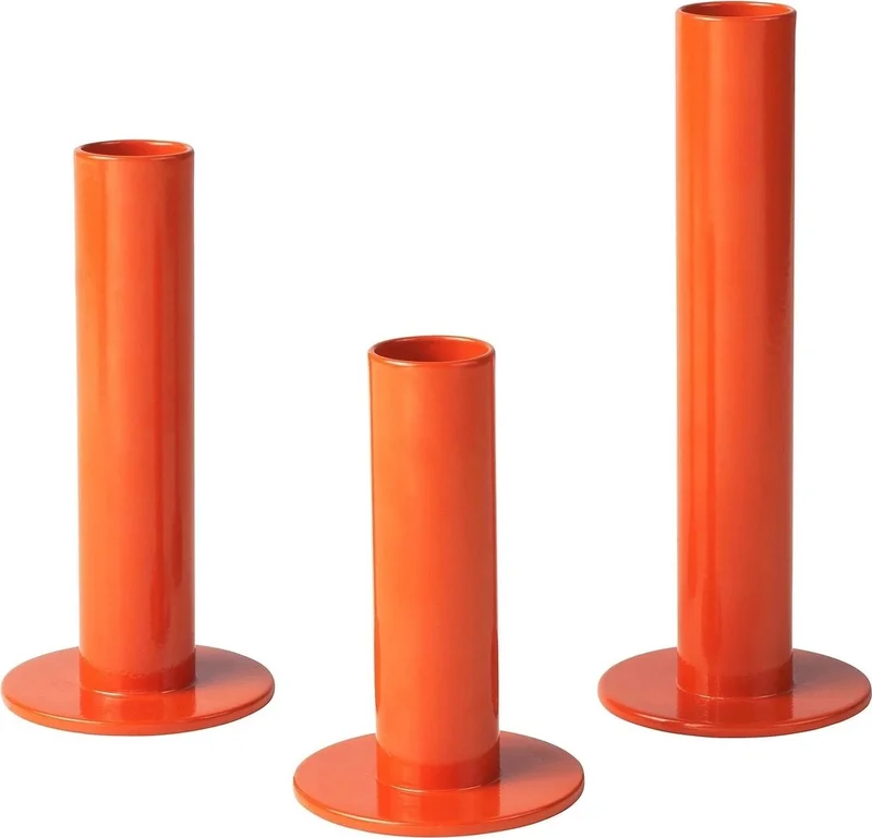 Ikea Tuvkornell 3-Piece Orange Candle Holder Home Decoration Colored Candlestick