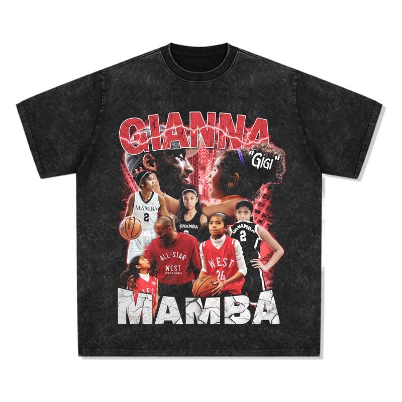 KOBE KOBE printed short-sleeved T-shirt High Street washed Vintage heavy cotton small neckline trendy men - Image 2