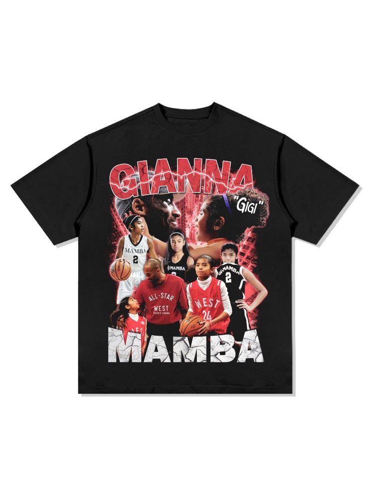 KOBE KOBE printed short-sleeved T-shirt High Street washed Vintage heavy cotton small neckline trendy men - Image 4