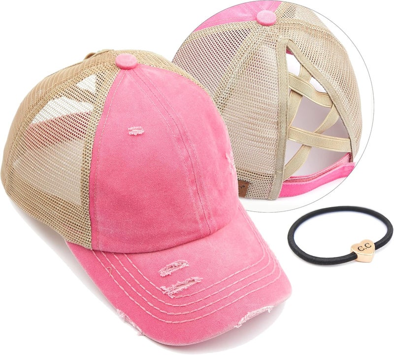 Cc Ponycap Messy High Bun Ponytail Adjustable Glitter Mesh Trucker Baseball Cap - Image 1