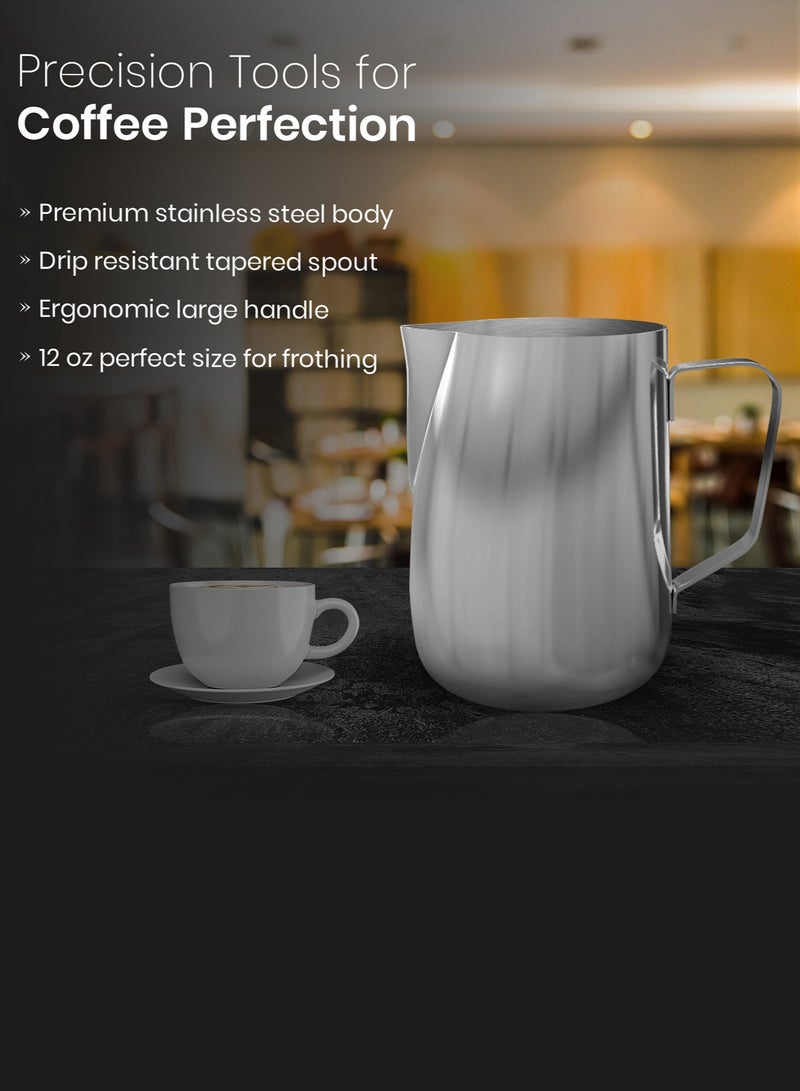 Rattleware Rattleware 350ml/12-Ounce Stainless Steel Macchiato Milk Frothing Pitcher – Barista Steam Jug for Espresso Machines Milk Frothers, Coffee, Cappuccino & Latte Art. Precise Pouring, Durable Handle, Ideal for Cafes & Home Use, Silver  - Image 3