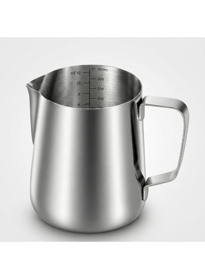 Rattleware 350ml/12-Ounce Stainless Steel Macchiato Milk Frothing Pitcher – Barista Steam Jug for Espresso Machines Milk Frothers, Coffee, Cappuccino & Latte Art. Precise Pouring, Durable Handle, Ideal for Cafes & Home Use, Silver - Image 1