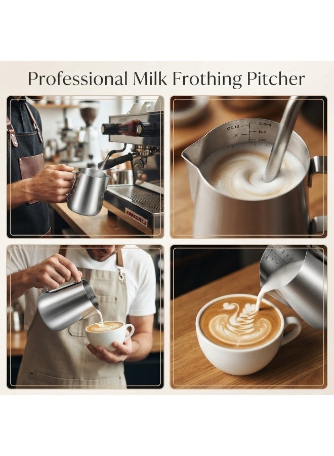 Rattleware 350ml/12-Ounce Stainless Steel Macchiato Milk Frothing Pitcher – Barista Steam Jug for Espresso Machines Milk Frothers, Coffee, Cappuccino & Latte Art. Precise Pouring, Durable Handle, Ideal for Cafes & Home Use, Silver - Image 2