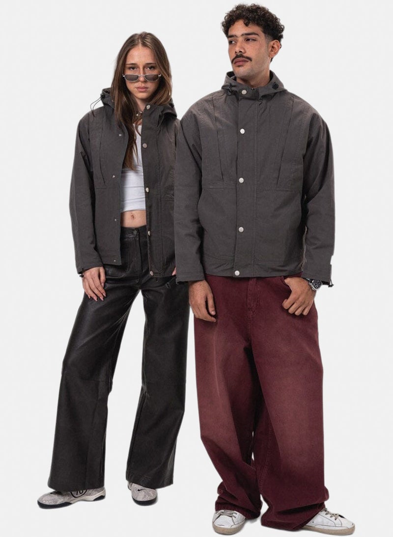 In Your Shoe Dark Grey Regular Windbreaker - Image 1