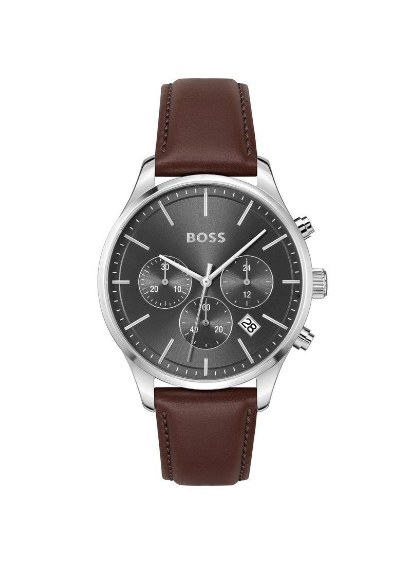 HUGO BOSS Round Chronograph Men's Grey Case Watch - 1514155  - Image 1