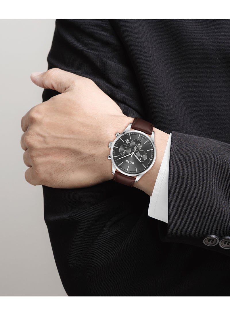 HUGO BOSS Round Chronograph Men's Grey Case Watch - 1514155  - Image 4