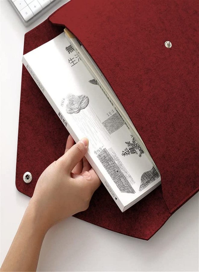 Advance Geotextiles Felt Document Folders - Portable A4 File Holder Document Organizer with Button Closure for Office, School, Stationery, Pack of 2 (Red and Dark Grey) - Image 3