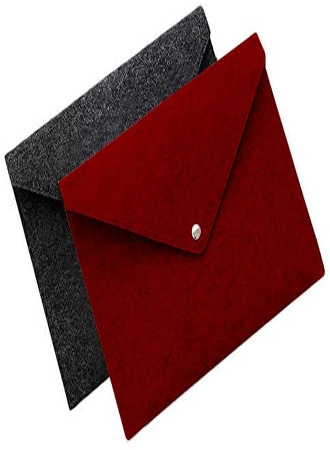 Advance Geotextiles Felt Document Folders - Portable A4 File Holder Document Organizer with Button Closure for Office, School, Stationery, Pack of 2 (Red and Dark Grey) - Image 1