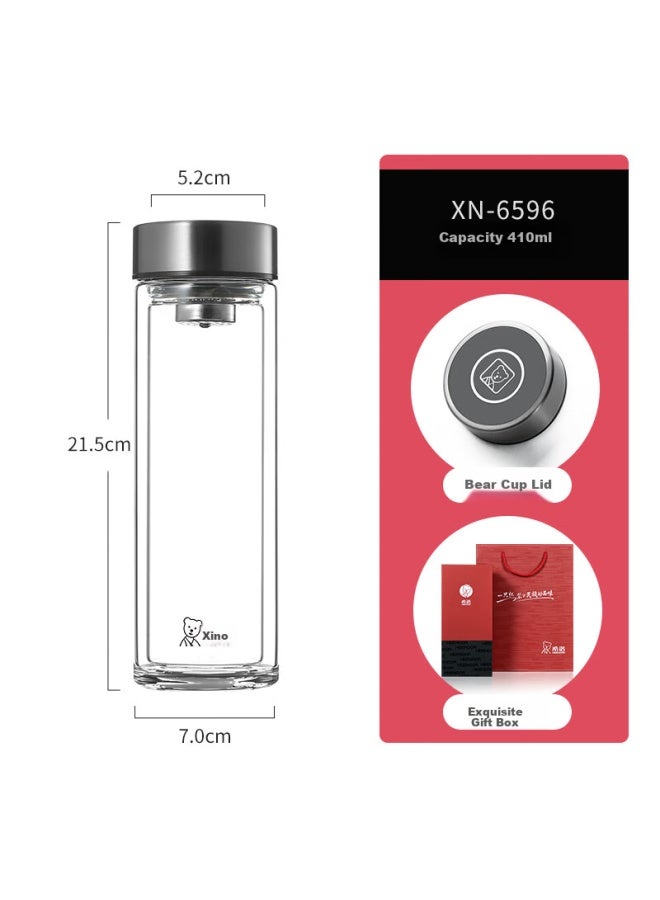 Heenoor Double-layer Glass Cup For Men, Home And Office Use, Tea Infuser Mug, Large Capacity Car Water Bottle Xn-6596 410ml - Image 1