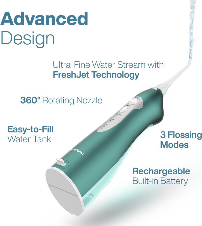 Aquasonic Water Flosser - Cordless Rechargeable Water Flossers for Teeth Cleaning - Waterproof Aqua Flosser, Portable Oral Irrigator for Dental Cleaning with 5 Jet Tips – Braces Home Travel - Image 3