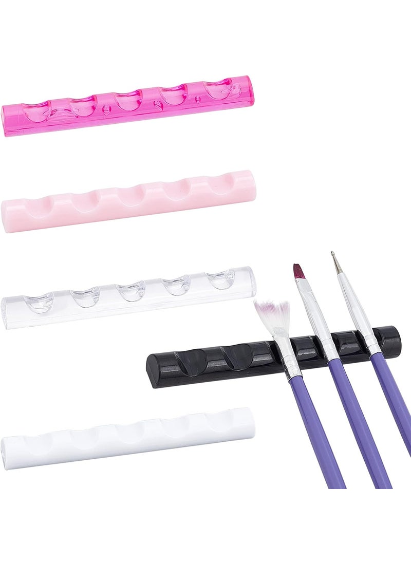 FINGERINSPIRE FINGERINSPIRE 5Pcs 5 Colors Acrylic Nail Art Brush Holder Stand 5 Grids Makeup Brush Organizer Holder with Container Nail Art Pen Brush Holder for Drawing Pens, Manicure Nail Carving Pencils 