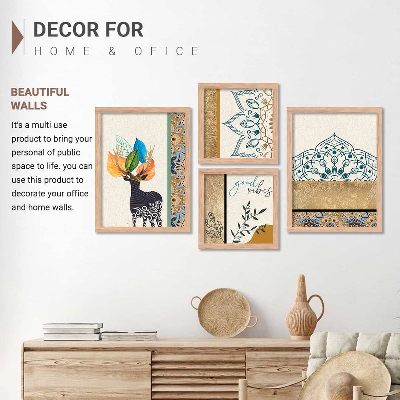 kotart Paintings Set of 4 Framed Paintings for Wall Decoration Bedroom Framed Wall PostersPaintings for Living Room with FrameMulticolor - Image 5