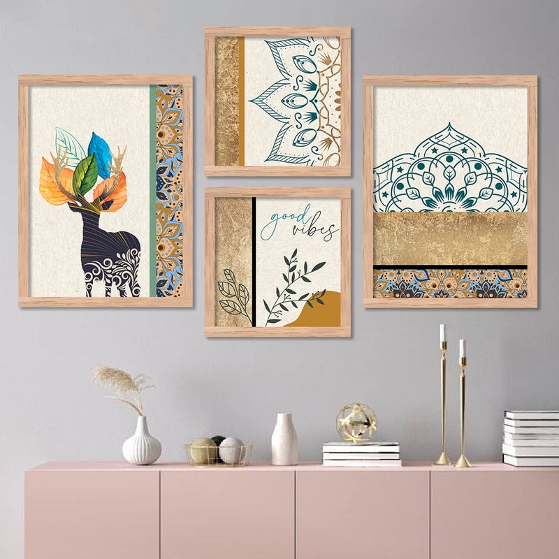 kotart Paintings Set of 4 Framed Paintings for Wall Decoration Bedroom Framed Wall PostersPaintings for Living Room with FrameMulticolor - Image 1