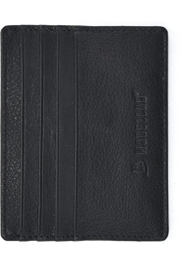 ماجلان محفظة بطاقات للرجال مصنوعة من الجلد باللون الأسود - Image 1