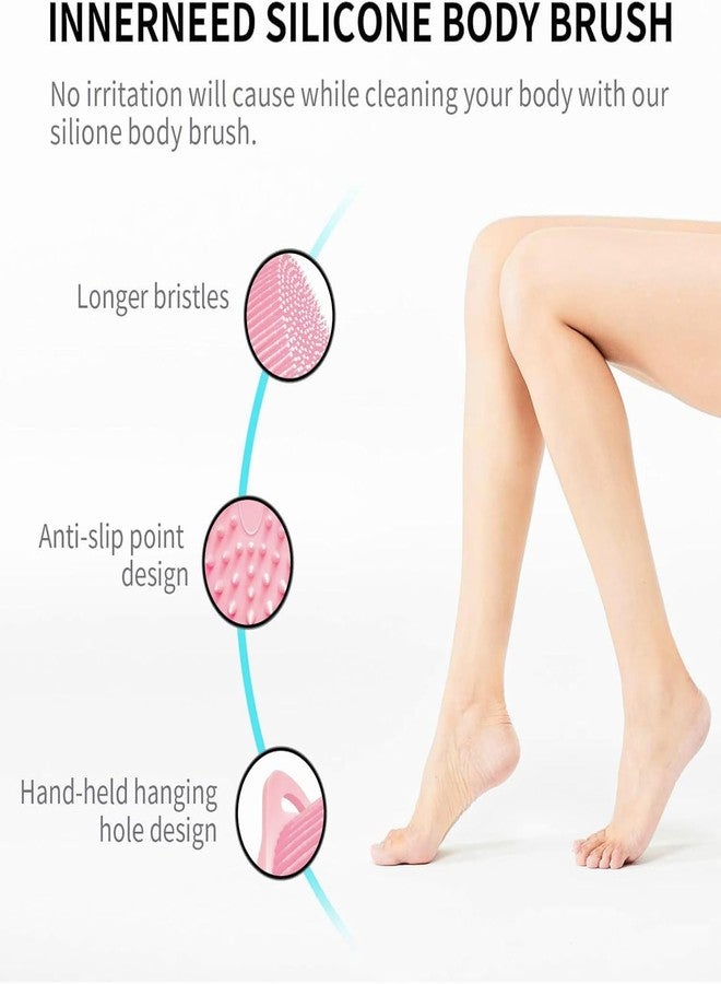 INOVERA (LABEL) Exfoliating Silicone Bathing Scrubber for Womens & Mens - Soft Body Wash Shower Brush - Dual-Sided Cleaning Brushes (Rose Gold) - Image 5