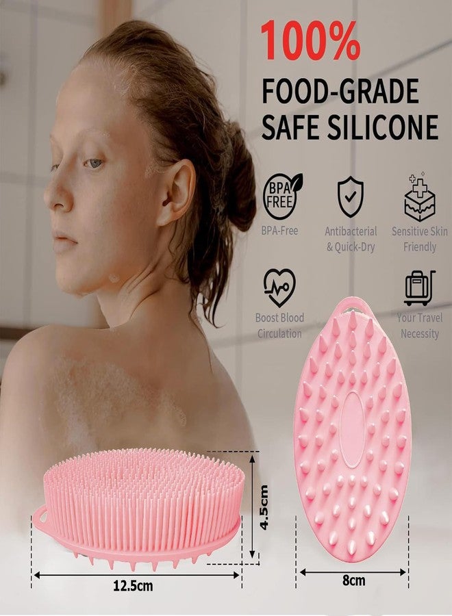 INOVERA (LABEL) Exfoliating Silicone Bathing Scrubber for Womens & Mens - Soft Body Wash Shower Brush - Dual-Sided Cleaning Brushes (Rose Gold) - Image 1