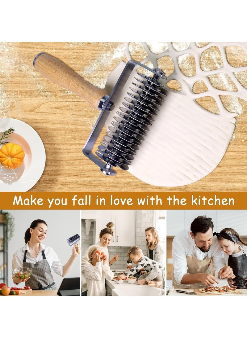 general Stainless Steel Pastry Grid Cutter, Grid Dough Wheel Cutter with Wooden Handle, Grid Pie Crust Roller Cutter, Wellington Beef, Metal Pastry Dough Slicer for Bread, Pizza, and Puff Pastry - Image 5