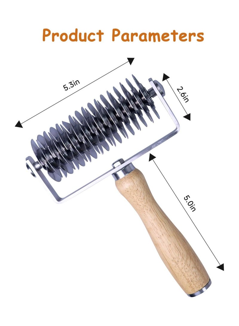 general Stainless Steel Pastry Grid Cutter, Grid Dough Wheel Cutter with Wooden Handle, Grid Pie Crust Roller Cutter, Wellington Beef, Metal Pastry Dough Slicer for Bread, Pizza, and Puff Pastry - Image 4
