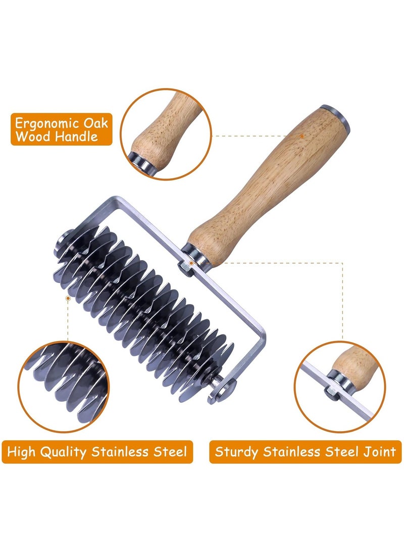 general Stainless Steel Pastry Grid Cutter, Grid Dough Wheel Cutter with Wooden Handle, Grid Pie Crust Roller Cutter, Wellington Beef, Metal Pastry Dough Slicer for Bread, Pizza, and Puff Pastry - Image 2
