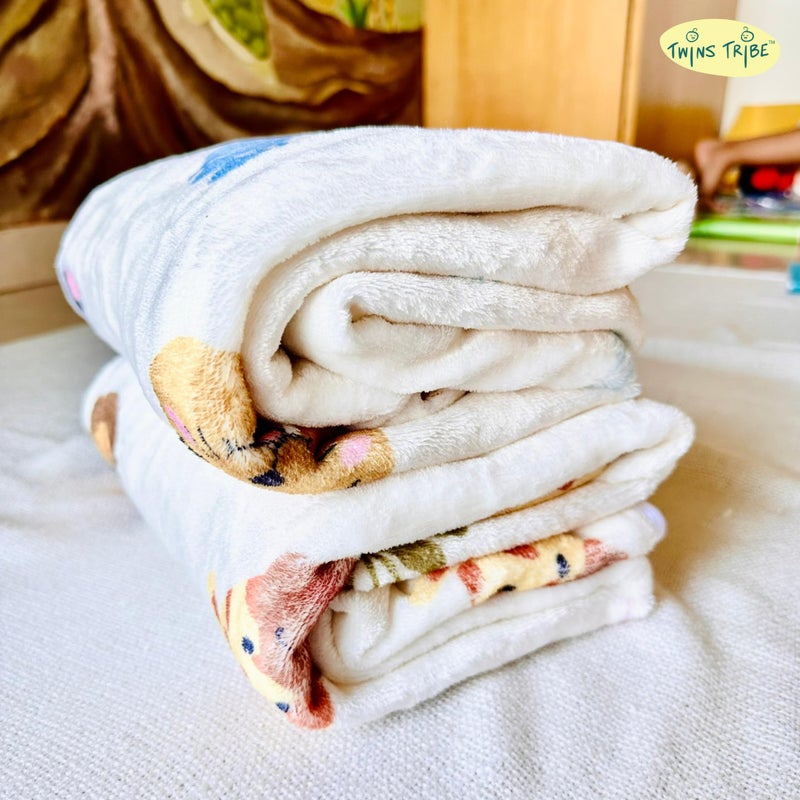 TwinsTribe Blankets Set for Twins: Wild Buddies | Gift Idea for Twins | Fleece Blankets Set | Pre-Washed | Suitable for 0-4 Years - Image 2