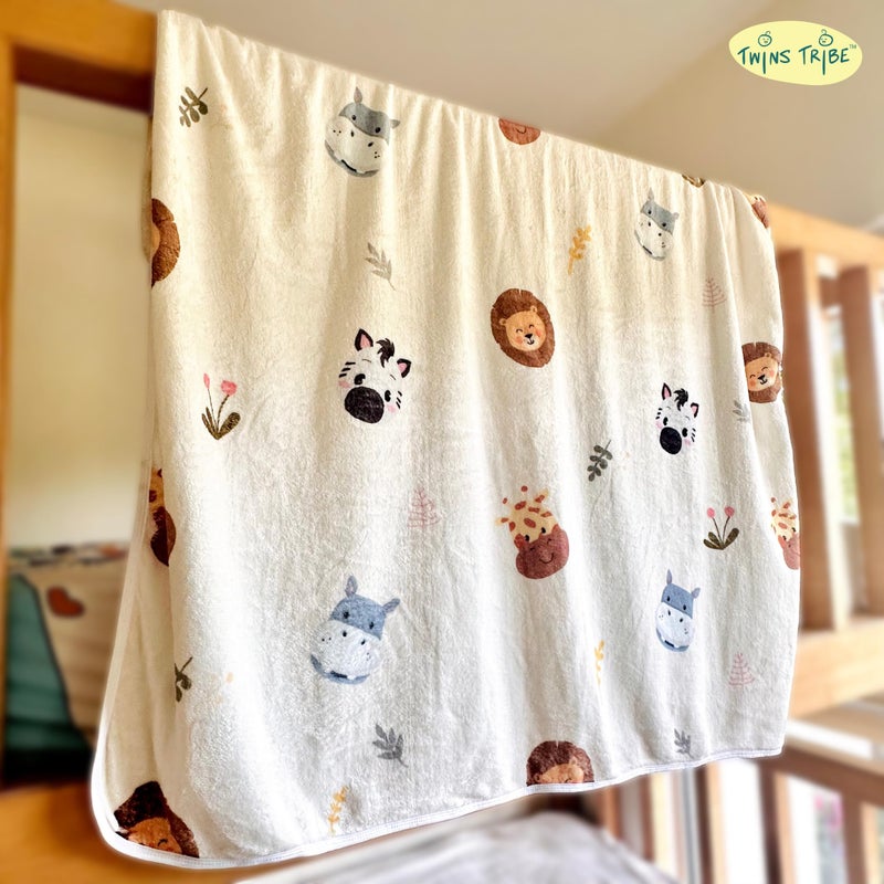 TwinsTribe Blankets Set for Twins: Wild Buddies | Gift Idea for Twins | Fleece Blankets Set | Pre-Washed | Suitable for 0-4 Years - Image 5