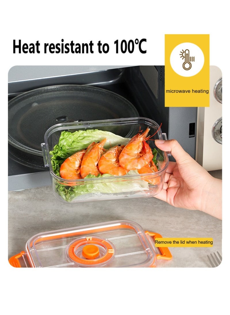 Vacuum Fridge Organizer - Stackable Food Storage Containers Clear Freshness Box Microwaveable with Time Dial& Airtight Lock for Vegetables, Fruits& Meats for Fridge & Pantry