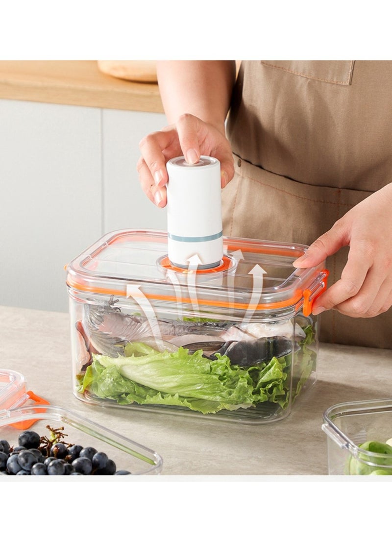 Vacuum Fridge Organizer - Stackable Food Storage Containers Clear Freshness Box Microwaveable with Time Dial& Airtight Lock for Vegetables, Fruits& Meats for Fridge & Pantry