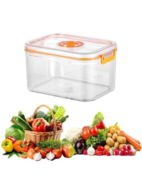 Vacuum Fridge Organizer - Stackable Food Storage Containers Clear Freshness Box Microwaveable with Time Dial& Airtight Lock for Vegetables, Fruits& Meats for Fridge & Pantry