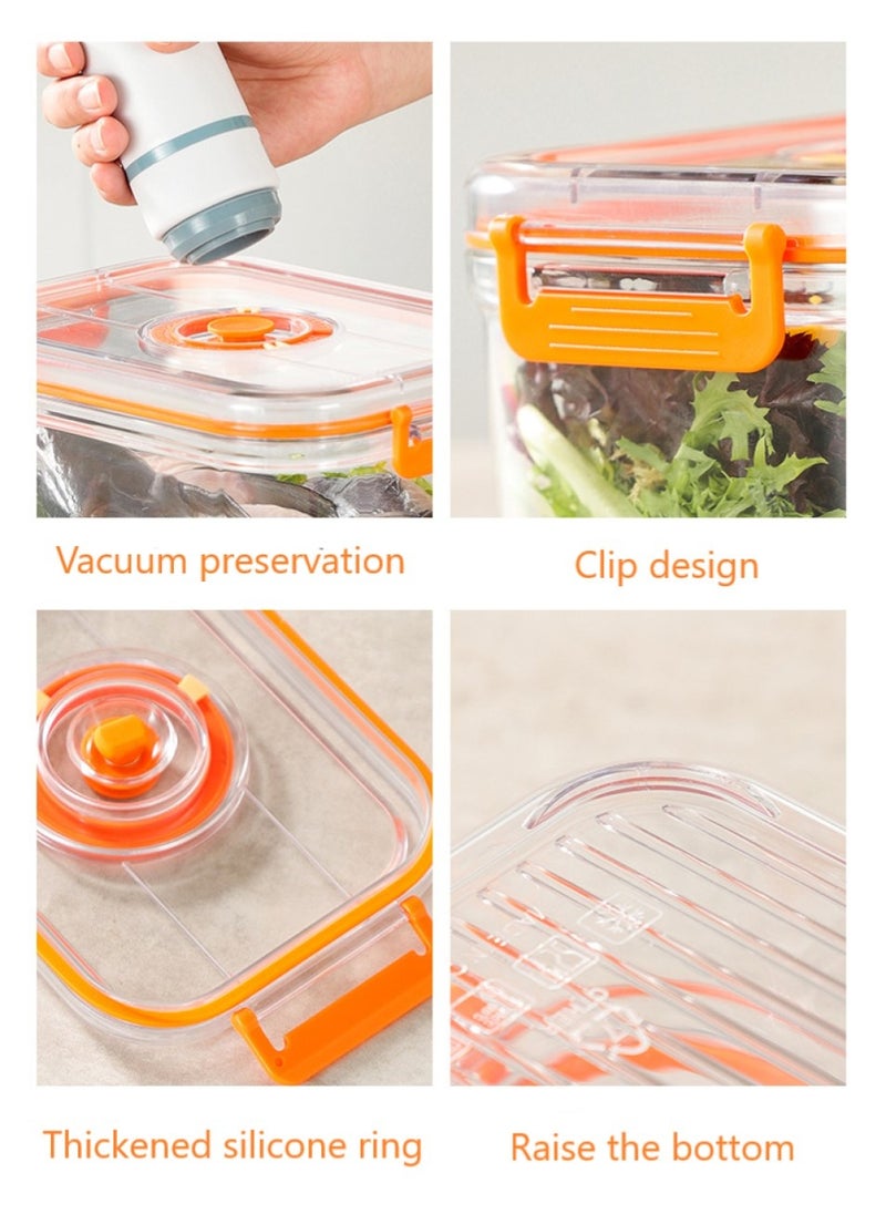 Vacuum Fridge Organizer - Stackable Food Storage Containers Clear Freshness Box Microwaveable with Time Dial& Airtight Lock for Vegetables, Fruits& Meats for Fridge & Pantry