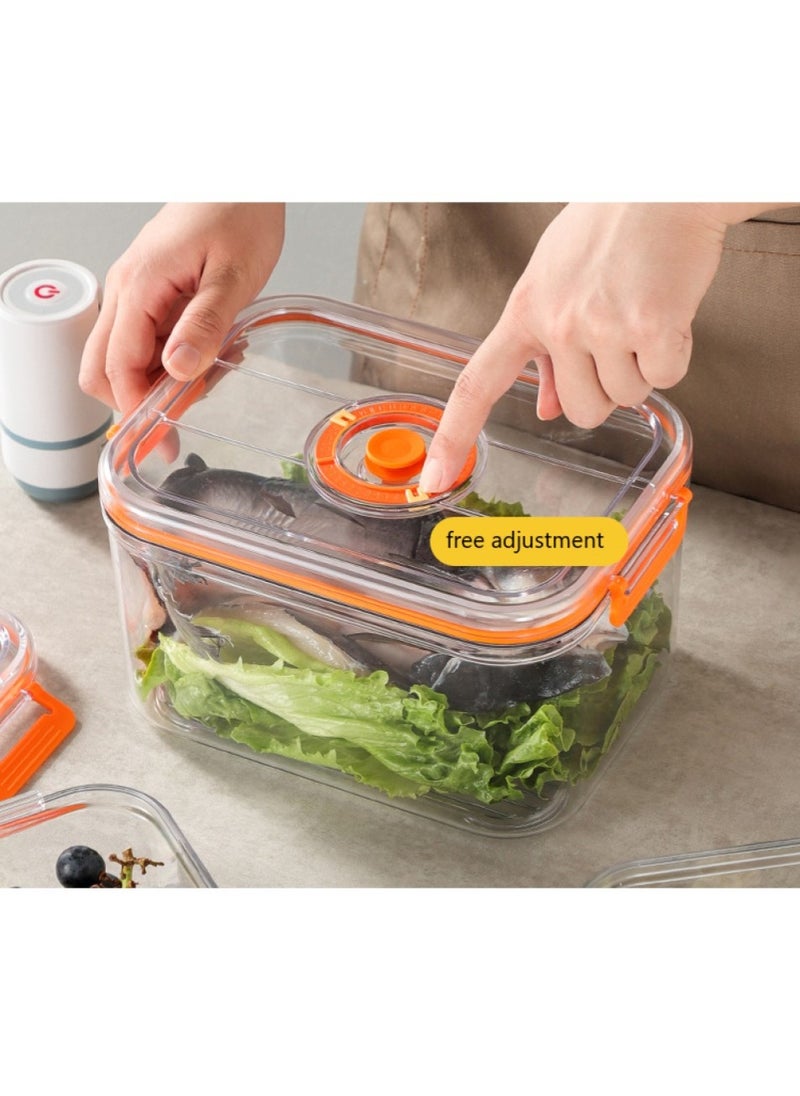 Vacuum Fridge Organizer - Stackable Food Storage Containers Clear Freshness Box Microwaveable with Time Dial& Airtight Lock for Vegetables, Fruits& Meats for Fridge & Pantry