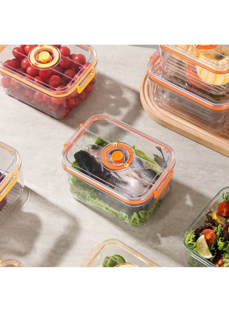 Vacuum Fridge Organizer - Stackable Food Storage Containers Clear Freshness Box Microwaveable with Time Dial& Airtight Lock for Vegetables, Fruits& Meats for Fridge & Pantry