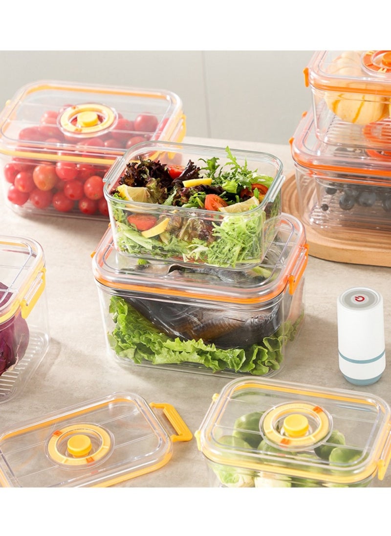 Vacuum Fridge Organizer - Stackable Food Storage Containers Clear Freshness Box Microwaveable with Time Dial& Airtight Lock for Vegetables, Fruits& Meats for Fridge & Pantry