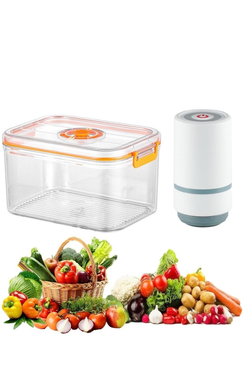 تشانجلي مجموعة صناديق تخزين المطبخ، حاويات طعام مفرغة من الهواء مع مضخة تفريغ، صناديق تخزين طعام بلاستيكية شفافة مع أغطية محكمة الإغلاق وبوصلة زمنية للخضروات والفواكه واللحوم - Image 2