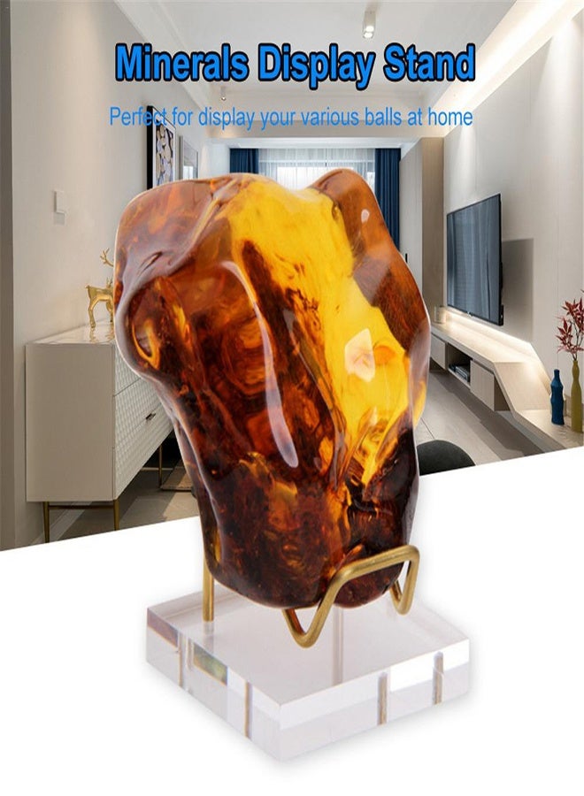 Acrylic Display Stand, 5x5x4cm Gold Arms Display Clear Polished Jewelry Display Stand Ring Showcase Display Holder Base, Small Mineral Crystal Display Stand for Gemstone Decor Collectible (2Pcs)  - Image 4