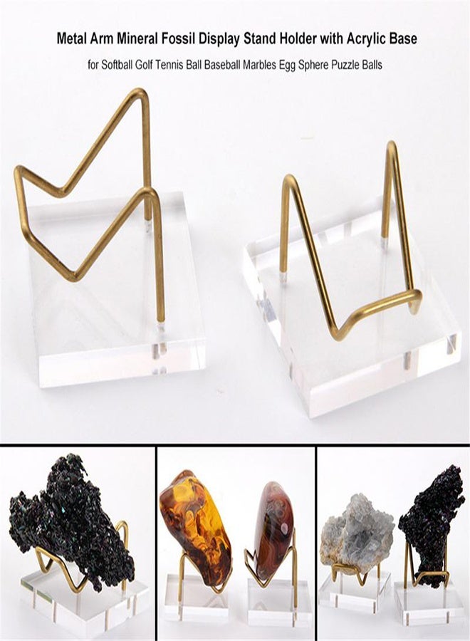 Acrylic Display Stand, 5x5x4cm Gold Arms Display Clear Polished Jewelry Display Stand Ring Showcase Display Holder Base, Small Mineral Crystal Display Stand for Gemstone Decor Collectible (2Pcs)  - Image 2