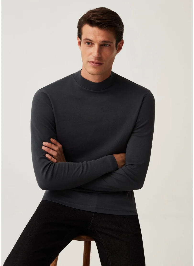 او في اس Ovs Housebrand Long-Sleeved T-Shirt With Mock Neck