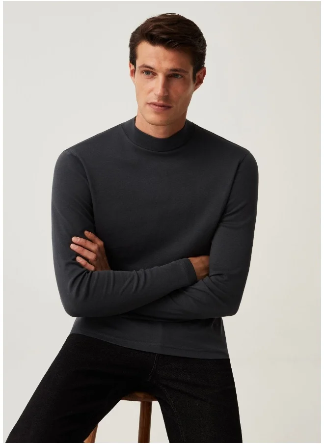Ovs Ovs Housebrand Long-Sleeved T-Shirt With Mock Neck