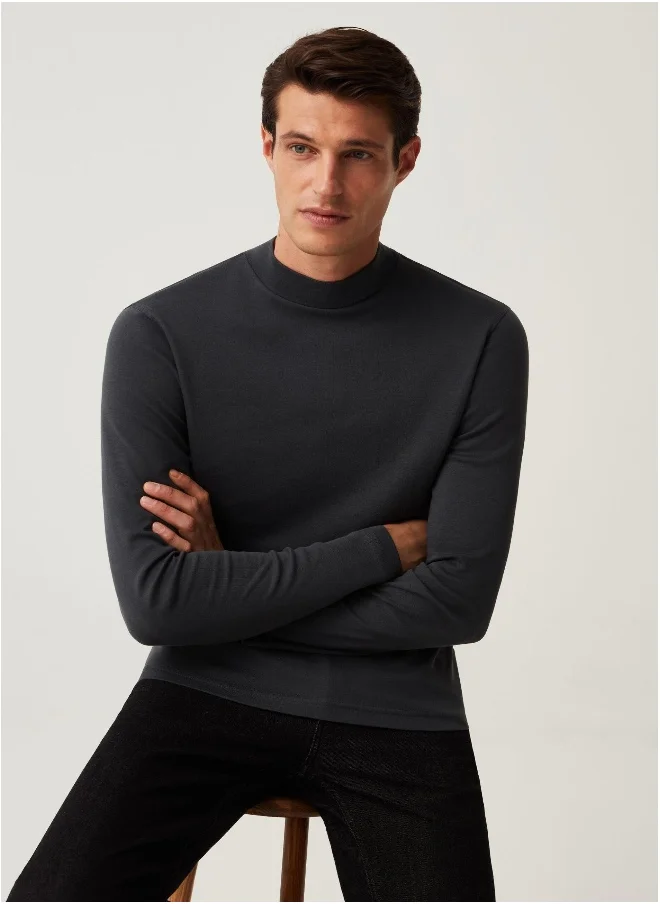 Ovs Ovs Housebrand Long-Sleeved T-Shirt With Mock Neck