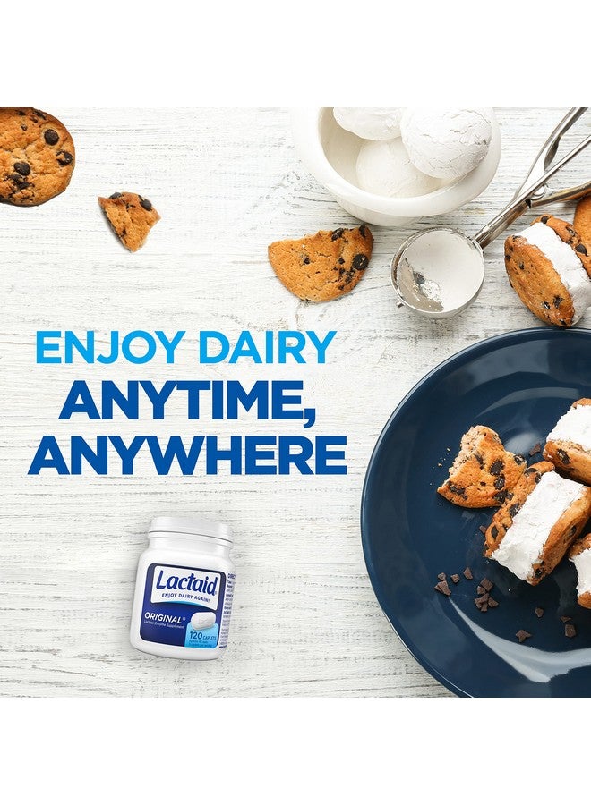 Lactaid Original Strength Lactose Intolerance Relief Caplets With Natural Lactase Enzyme Dietary Supplement To Help Prevent Gas Bloating & Diarrhea Due To Lactose Sensitivity 120 Ct - Image 3