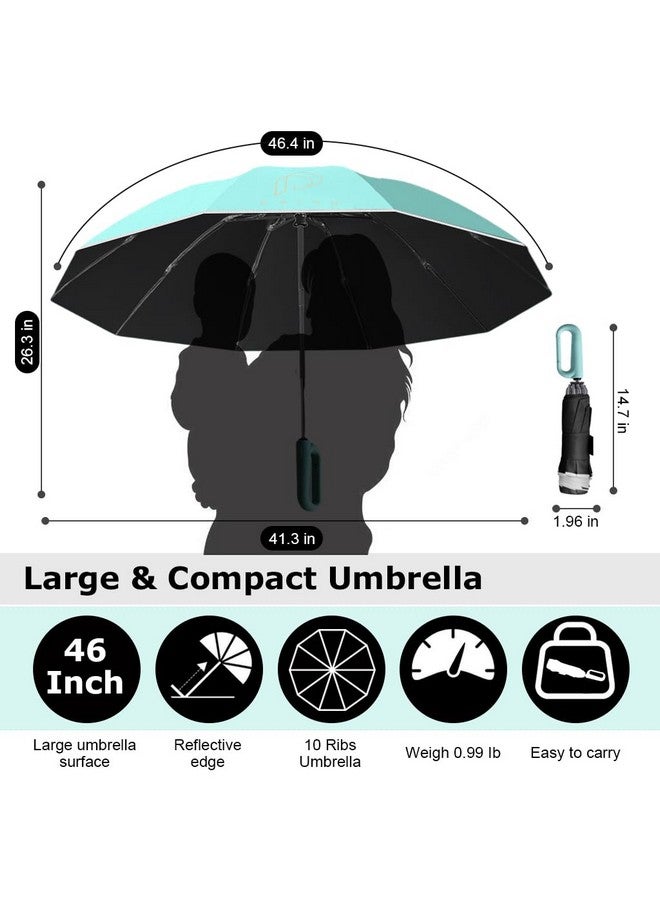  بالي مظلة PALAY® كبيرة للرجال والنساء بحزام عاكس، مظلة سفر قابلة للطي مقاومة للرياح تفتح وتغلق تلقائيًا، مقاس 50 بوصة، معززة بـ 10 ضلوع مزدوجة، مظلة حماية من الأشعة فوق البنفسجية 99 مع تصميم مقبض كارابينر - Image 3