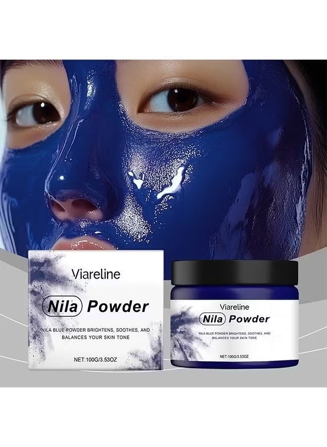 Viareline Blue Nila Powder, 100G Pure Nila Indigo Powder - Natural Moroccan powder For Face And Hair Care - Exfoliating And moisturizing, Natural Skin Brightening & Detoxifying Mask - Image 4